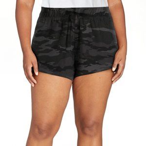 NWT Womens BLACK&GREY Camo Gym shorts XXXL (22) w/pockets